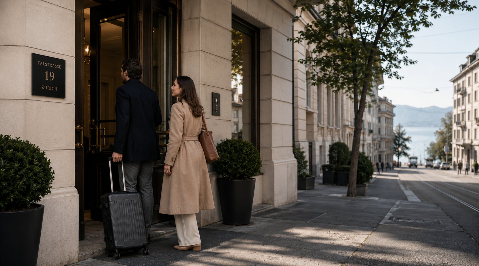 Clients arriving at a Swiss residence