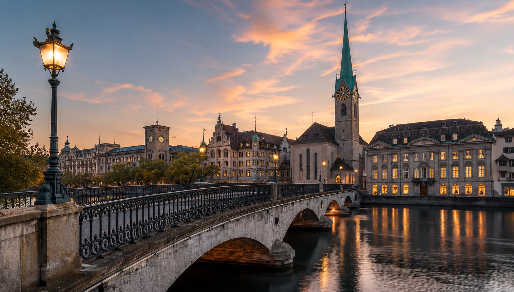 Zurich old town and Fraumünster