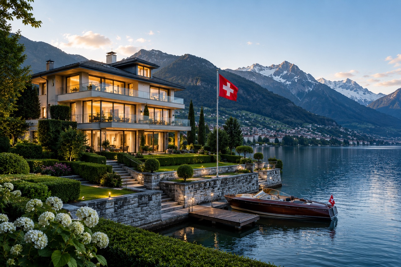 Modern Swiss lakefront residence