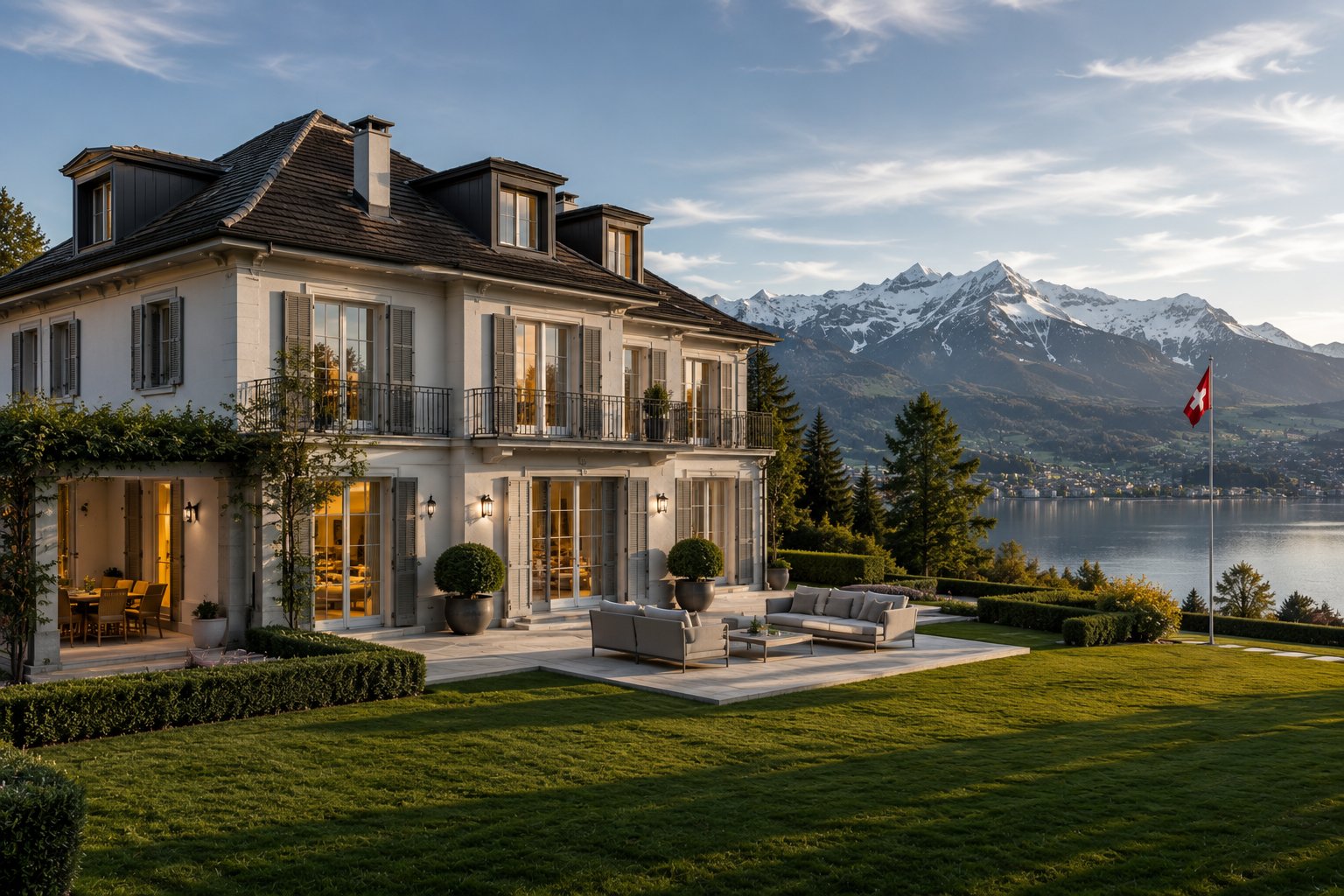 Classic Swiss family residence with mountain views