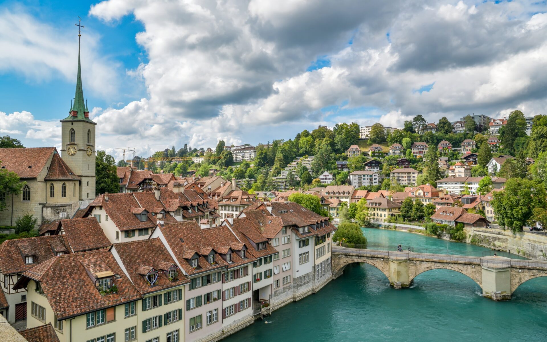Aare river and the old town of Bern, Switzerland