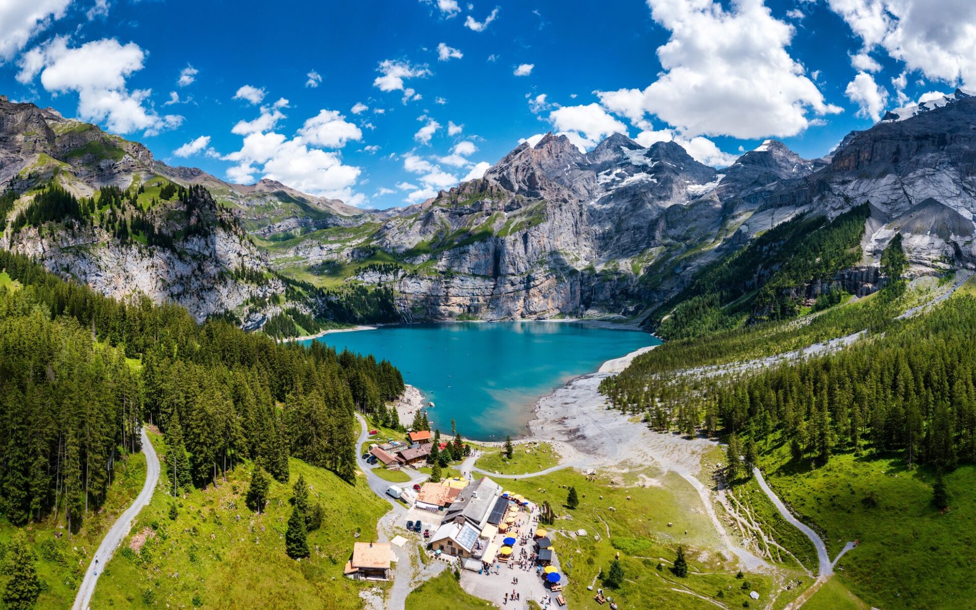 Lake Oeschinen and the Bluemlisalp massif, Bernese Oberland